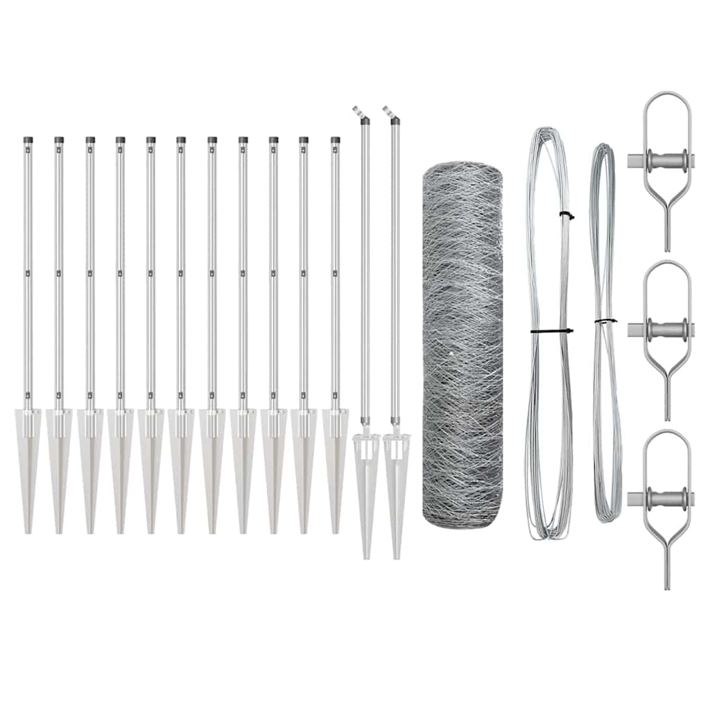 Vidaxl afrasteringspaal zilver 25 x 0,6 m (36 mm gaas) staal