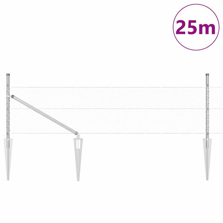Vidaxl afrasteringspaal zilver 25 x 0,8 m (13 mm gaas) staal
