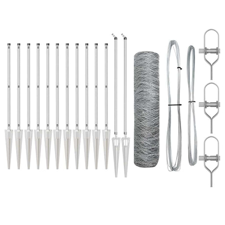 Vidaxl afrasteringspaal zilver 25 x 0,8 m (50 mm gaas) staal