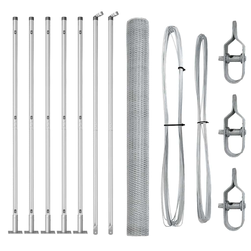 Vidaxl afrasteringspaal zilver 10 x 1,5 m (25 mm gaas) staal