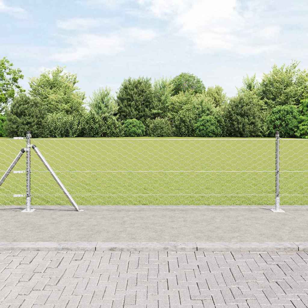 Vidaxl afrasteringspaal zilver 25 x 0,5 m (50 mm gaas) staal