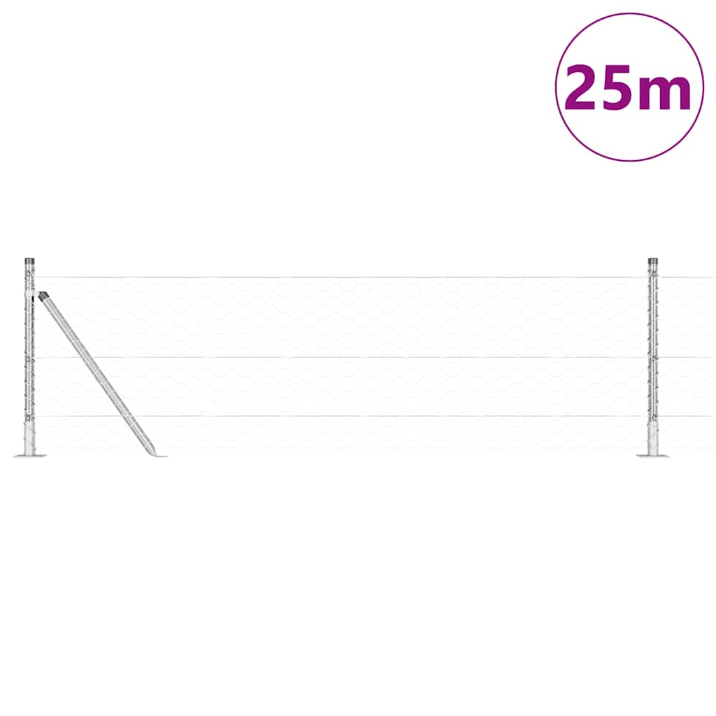 Vidaxl afrasteringspaal zilver 25 x 0,5 m (50 mm gaas) staal