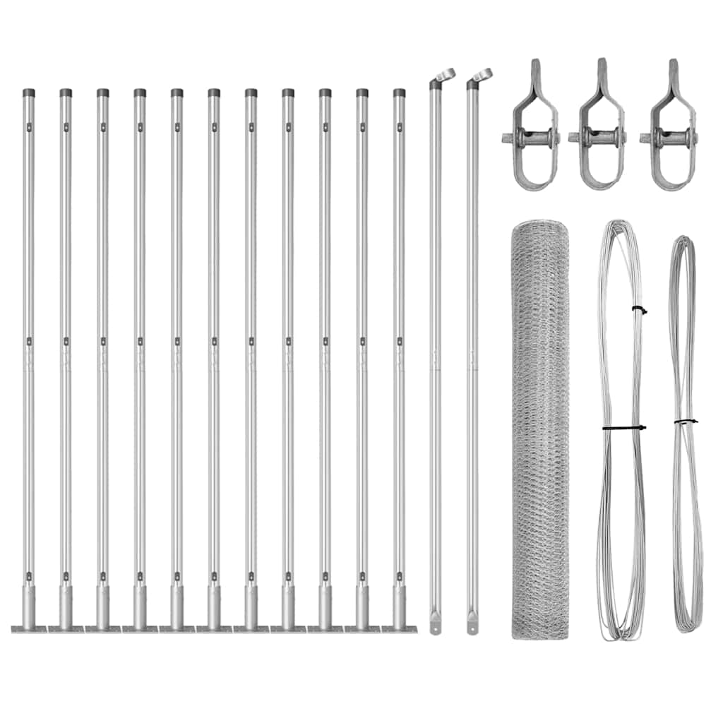 Vidaxl afrasteringspaal zilver 25 x 1 m (25 mm gaas) staal