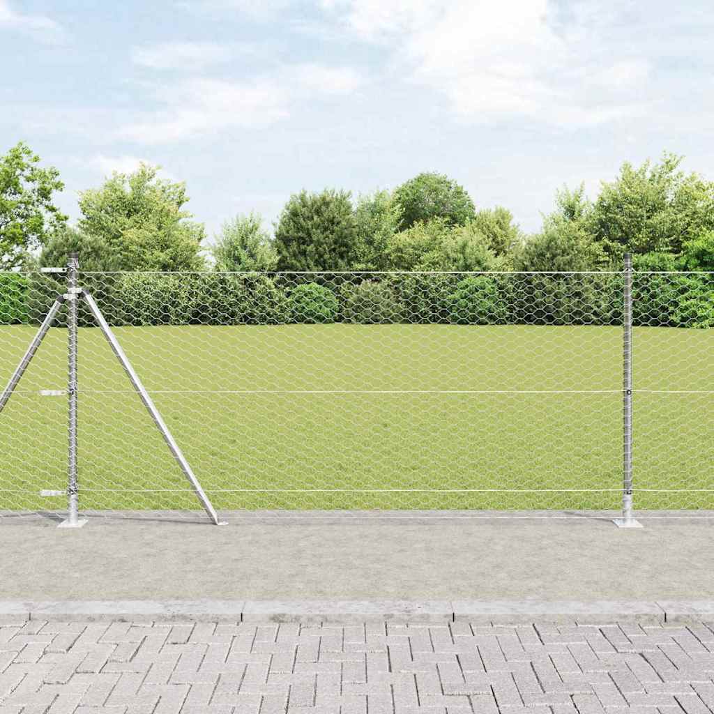 Vidaxl afrasteringspaal zilver 25 x 1 m (36 mm gaas) staal
