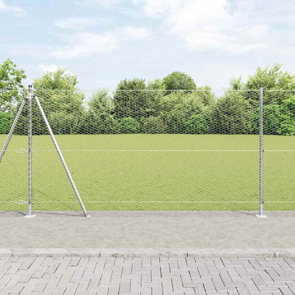 Vidaxl afrasteringspaal zilver 25 x 1,2 m (25 mm gaas) staal