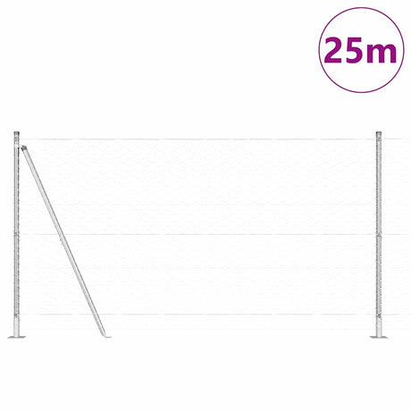 Vidaxl afrasteringspaal zilver 25 x 1,2 m (50 mm gaas) staal