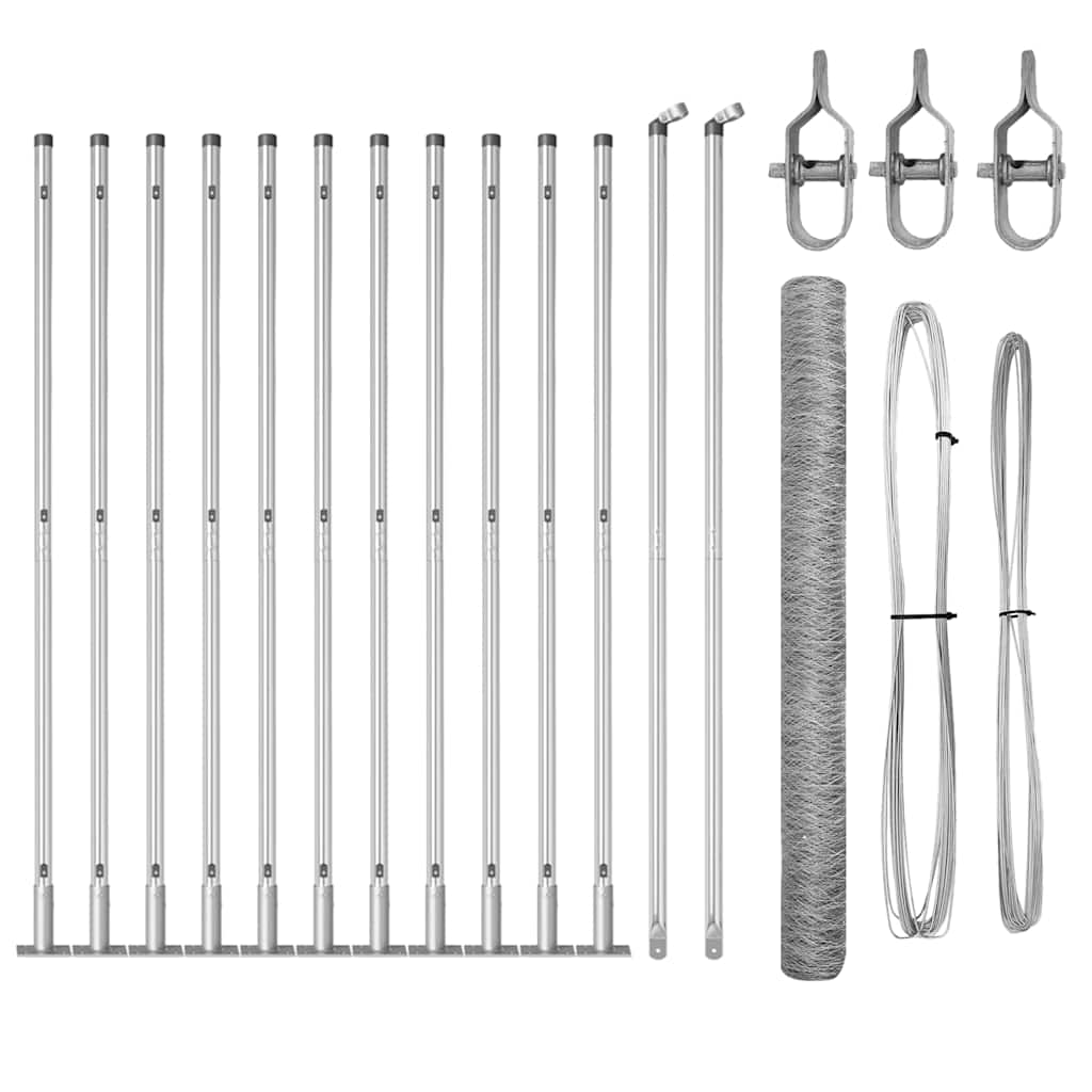 Vidaxl afrasteringspaal zilver 25 x 1,4 m (50 mm gaas) staal