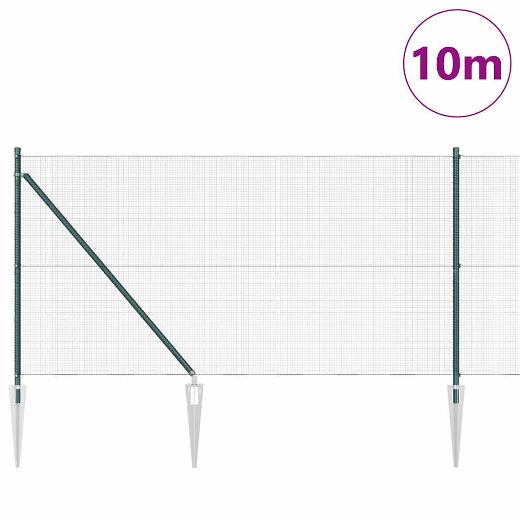 Vidaxl afrasteringspaal groen 10 x 1 m (12 x 12 mm gaas) staal
