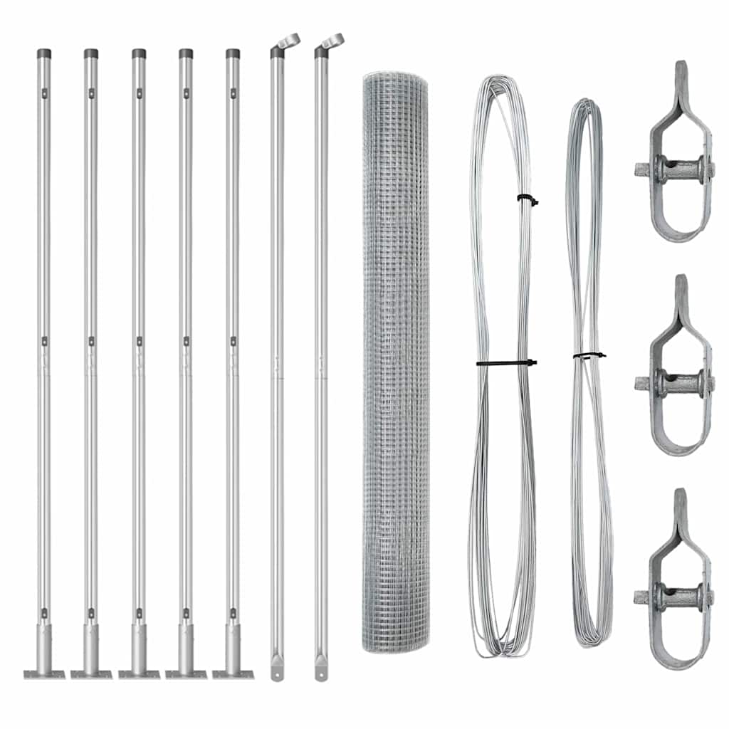 Vidaxl afrasteringspaal zilver 10 x 1,2 m (25 x 25 mm gaas) staal