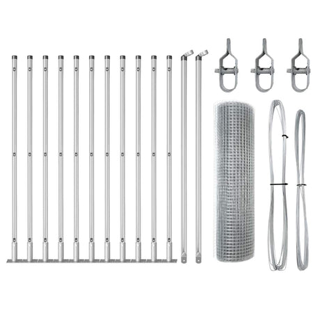 Vidaxl afrasteringspaal zilver 25 x 0,5 m (16 x 16 mm gaas) staal