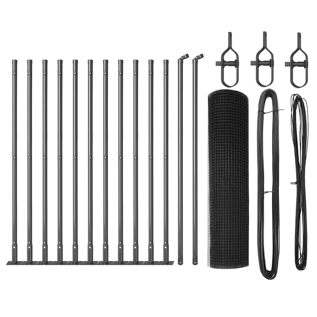 Vidaxl afrasteringspaal grijs 25 x 0,6 m (25 x 25 mm gaas)