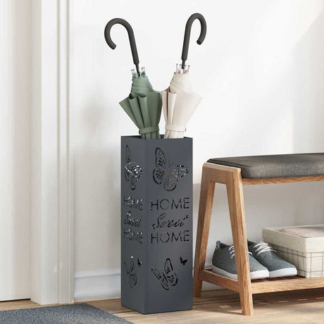 Vidaxl paraplu standaard antraciet 15,5 x 15,5 x 49 cm metaal