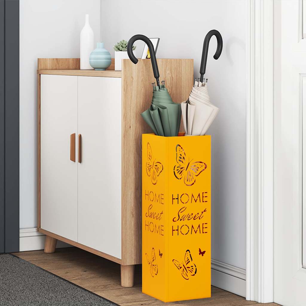 Vidaxl paraplu standaard mosterdgeel 15,5 x 15,5 x 49 cm metaal