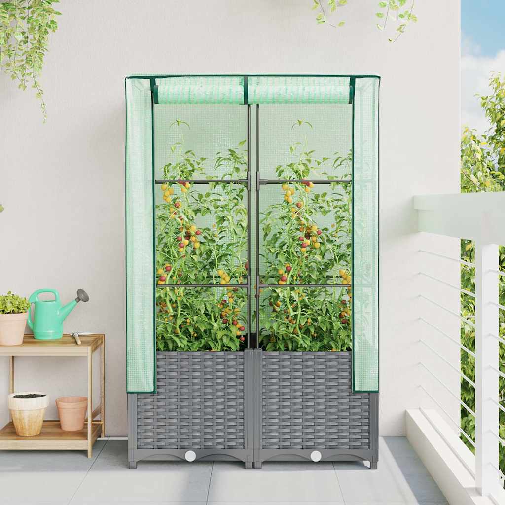 Vidaxl plantenbak verhoogd met kashoes 80x40x138 cm rattanlook