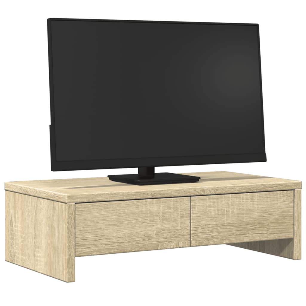 VidaXL Monitorstandaard met lades 50x27x15 cm hout sonoma eikenkleur