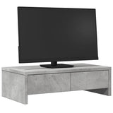 VidaXL Monitorstandaard met lades 50x27x15 cm bewerkt hout betongrijs