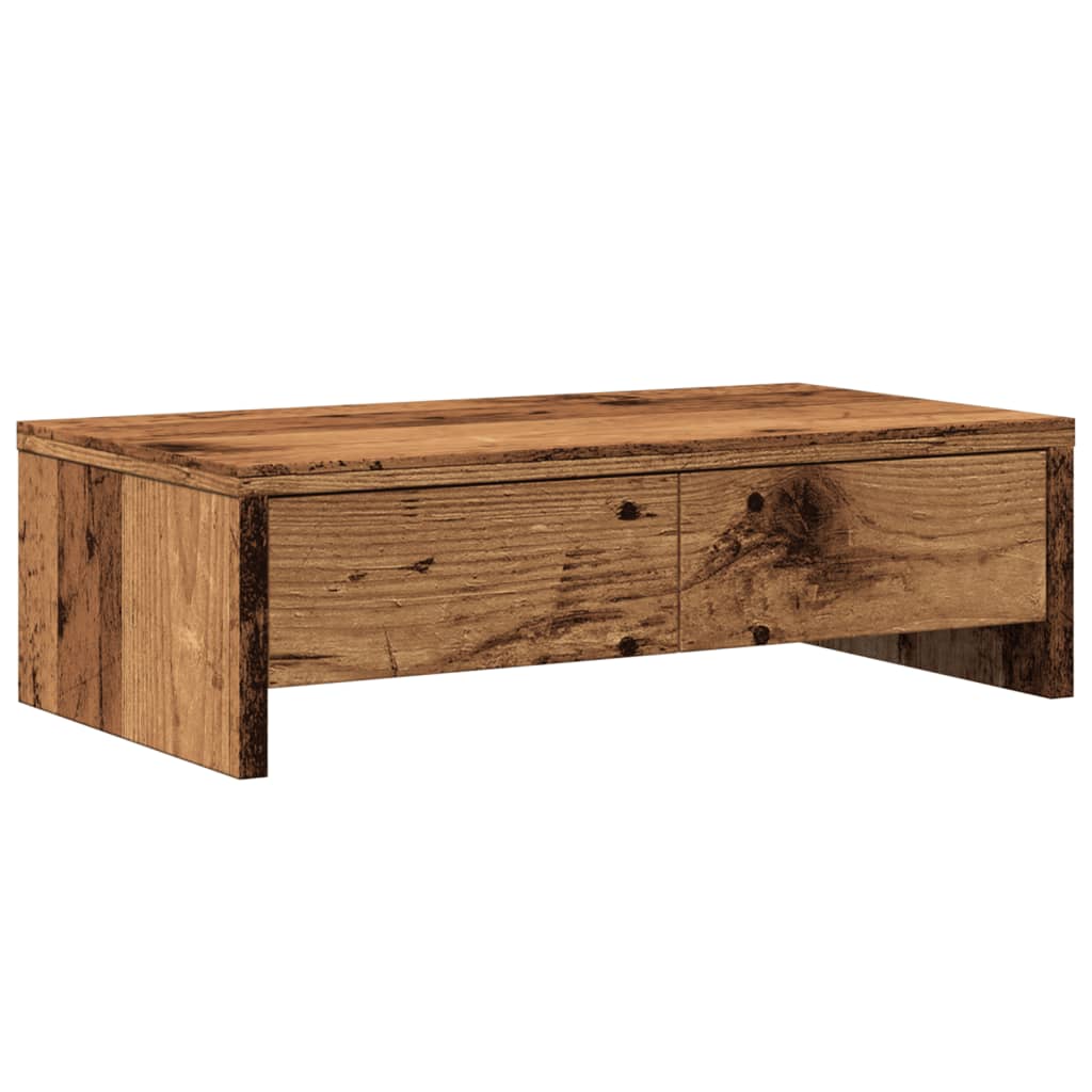 VidaXL Monitorstandaard met lades 50x27x15 cm bewerkt hout oud hout