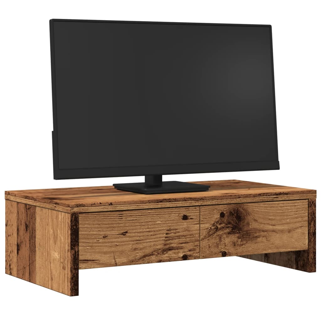 VidaXL Monitorstandaard met lades 50x27x15 cm bewerkt hout oud hout