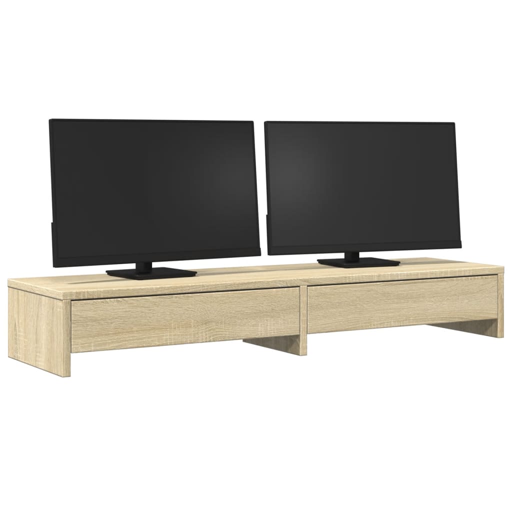 VidaXL Monitorstandaard met lades 100x27x15 cm hout sonoma eikenkleur