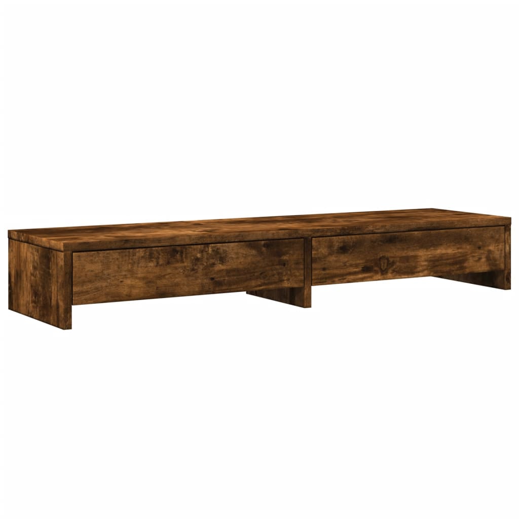 VidaXL Monitorstandaard met lades 100x27x15 cm hout gerookt eikenkleur