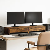 VidaXL Monitorstandaard met lades 100x27x15 cm hout gerookt eikenkleur