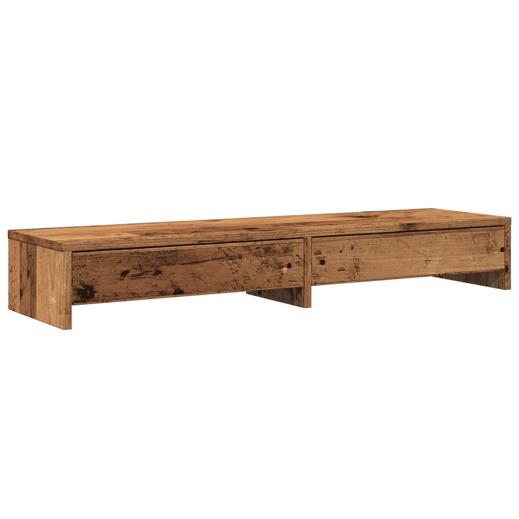 Vidaxl monitorstandaard met lades 100x27x15 cm hout oud houtkleurig