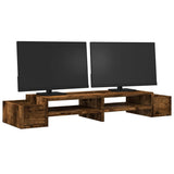 VidaXL Monitorstandaard met opslag 100x27x15 cm hout gerookt eiken