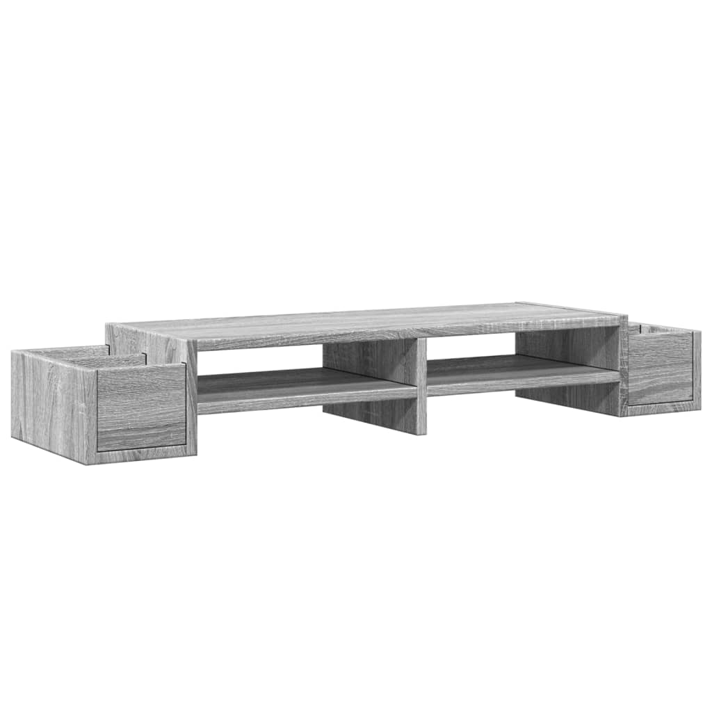 Vidaxl monitorstandaard opbergruimte 100x27x15 cm hout grijs sonoma