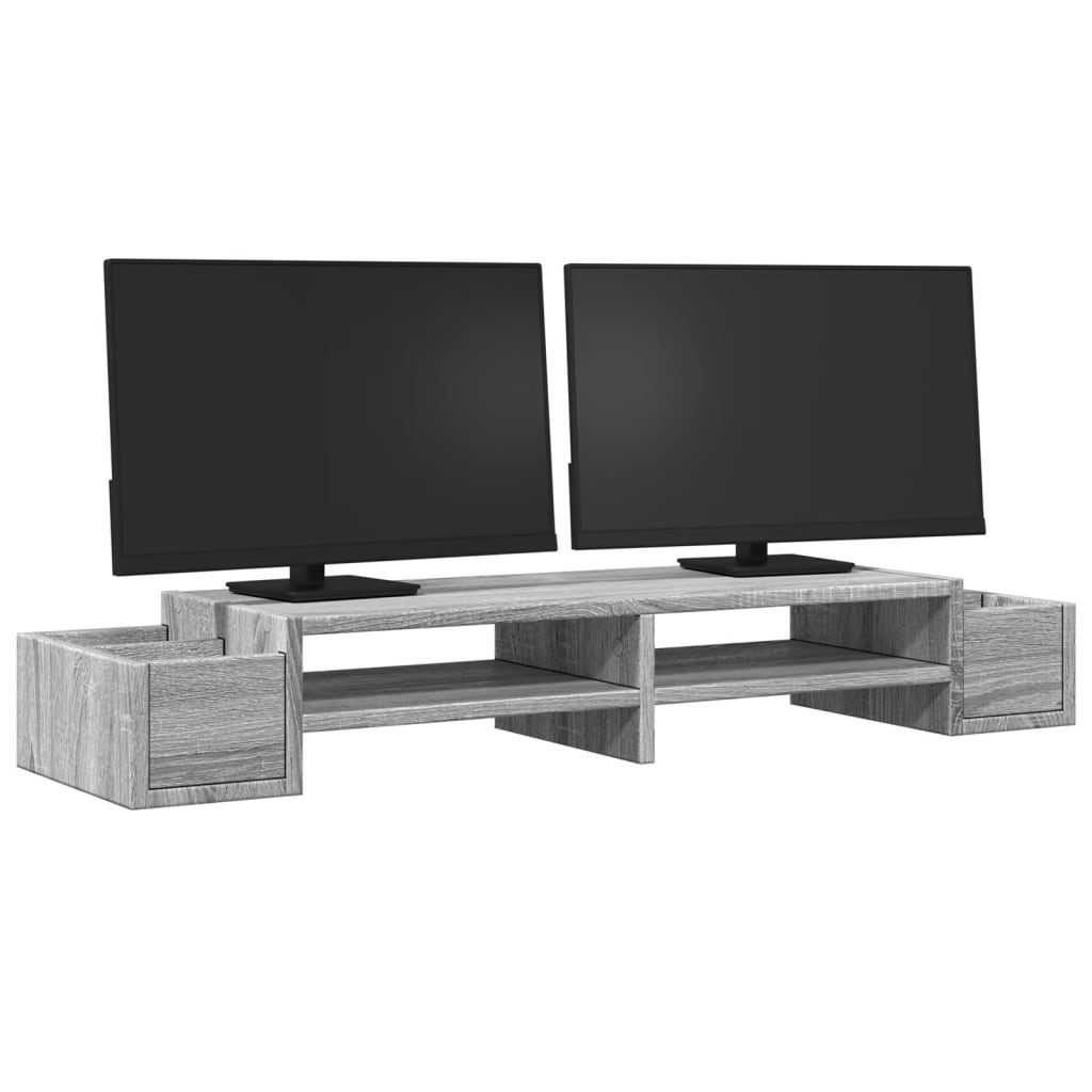 VidaXL Monitorstandaard opbergruimte 100x27x15 cm hout grijs sonoma