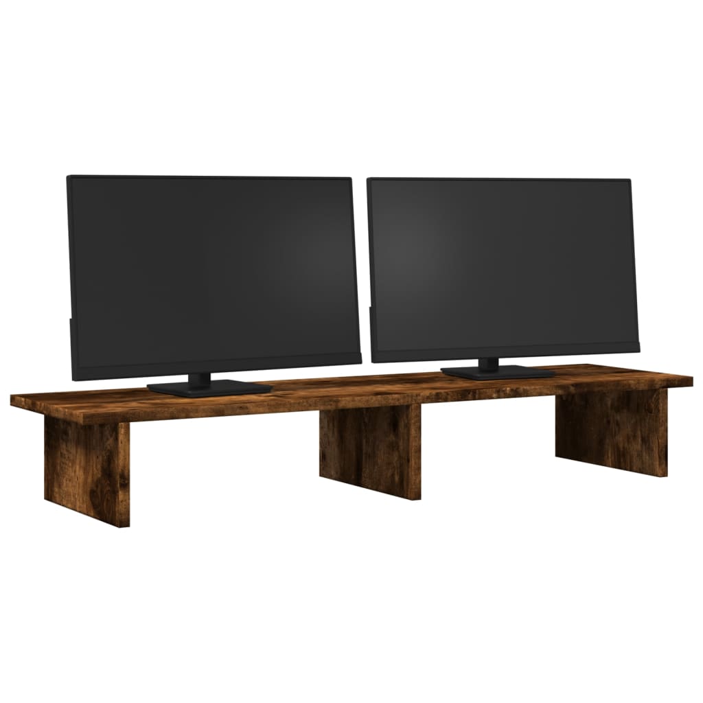 VidaXL Monitorstandaard 100x27x15 cm bewerkt hout gerookt eikenkleurig