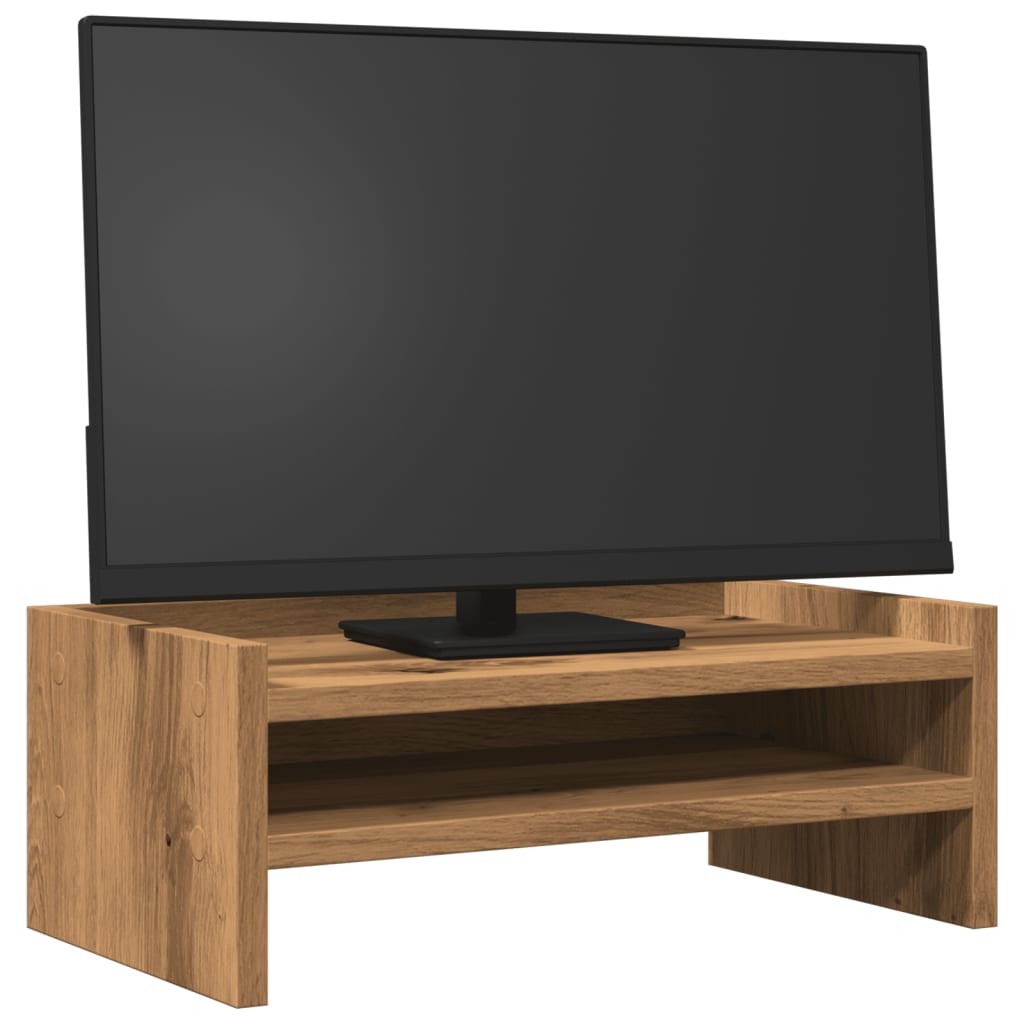 VidaXL Monitorstandaard 42x24x16 cm bewerkt hout artisanaal eikenkleur