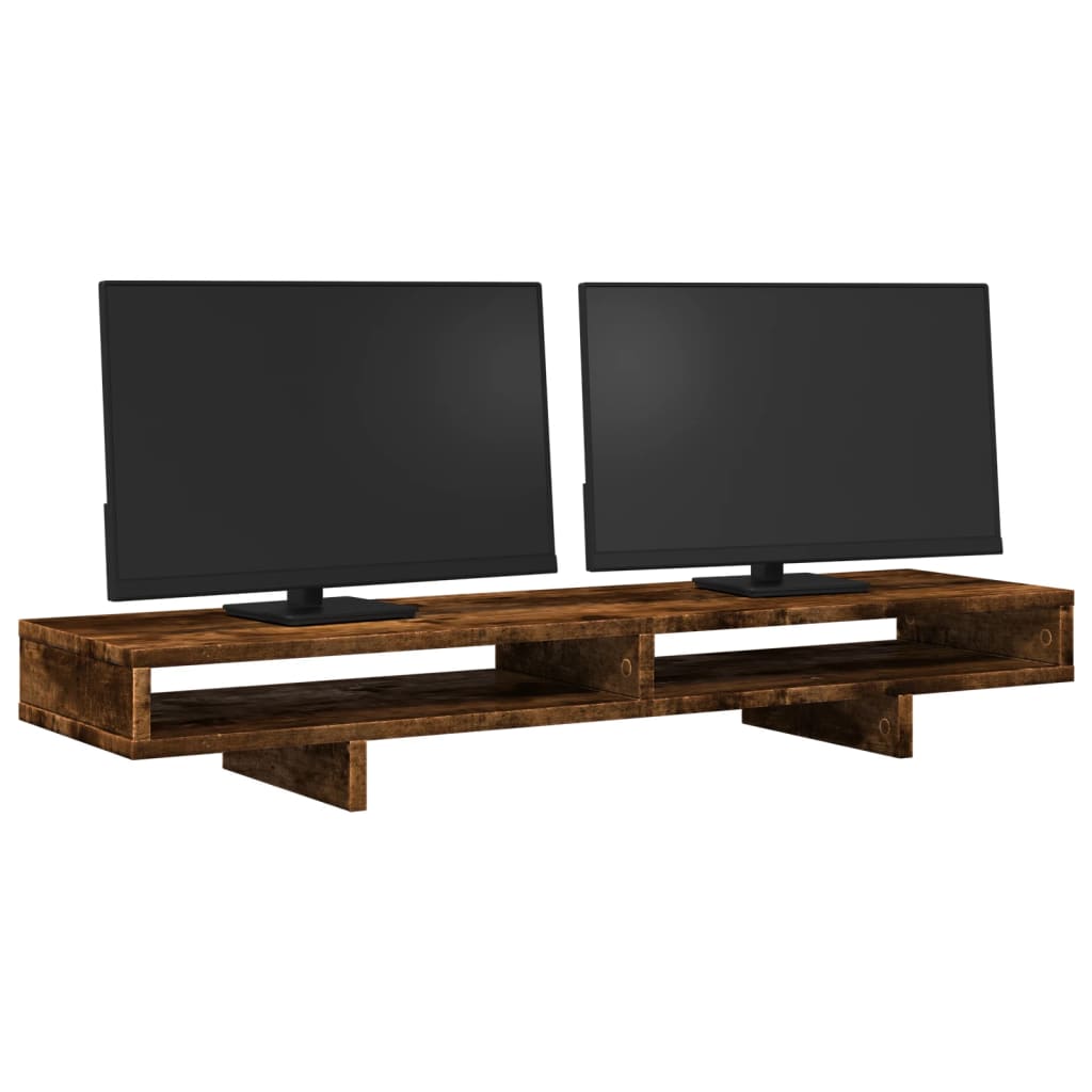 VidaXL Monitorstandaard 100x27x15 cm bewerkt hout gerookt eikenkleurig