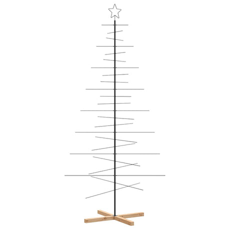 Vidaxl kerstdecoratie kerstboom met houten basis 210 cm metaal zwart