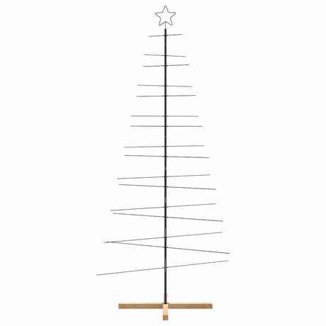 Vidaxl kerstdecoratie kerstboom met houten basis 210 cm metaal zwart