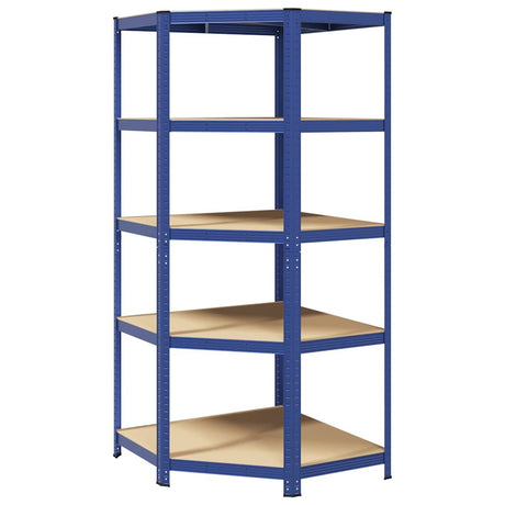 Vidaxl hoekrek 5-laags staal en bewerkt hout blauw