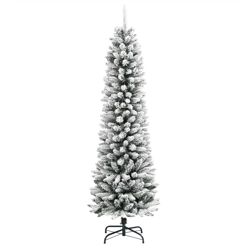 Vidaxl kunstkerstboom met sneeuw smal 150 cm pvc en pe