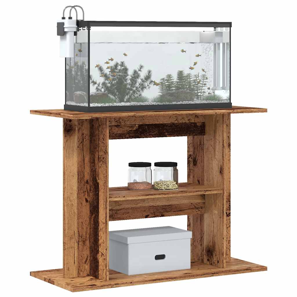 Vidaxl aquariumstandaard 80x35x60 cm bewerkt hout oud houtkleurig