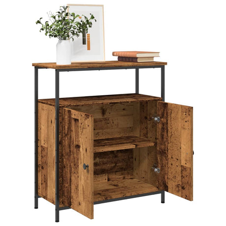 Vidaxl dressoir 70x30x80 cm bewerkt hout oud houtkleurig