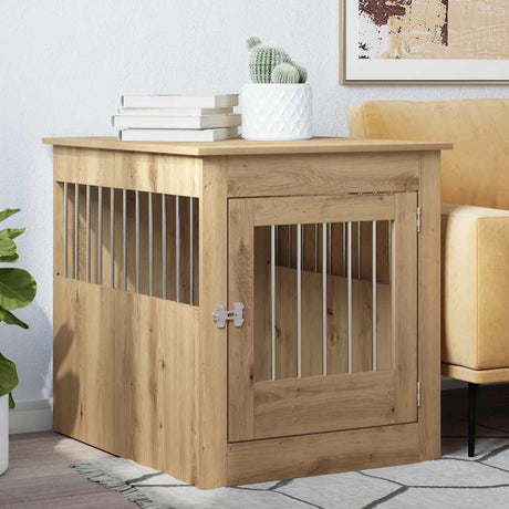 Vidaxl hondenbench 64,5x80x71 cm bewerkt hout artisanaal eikenkleur