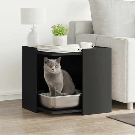 Vidaxl kattenbakkast 53x53x51 cm bewerkt hout zwart
