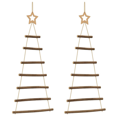 Vidaxl hangende kerstbomen met topsterren 2 st 42x90 cm natuurlijke tak