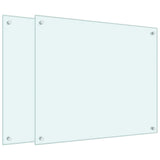 Vidaxl spatschermen keuken 2 st 70x60 cm gehard glas wit