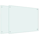 Vidaxl spatschermen keuken 2 st 80x60 cm gehard glas wit
