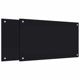 Vidaxl spatschermen keuken 2 st 70x40 cm gehard glas zwart