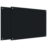 Vidaxl spatschermen keuken 2 st 80x60 cm gehard glas zwart