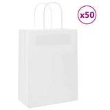 Vidaxl papieren zakjes 50 st met hengsels 21x11x28 cm wit