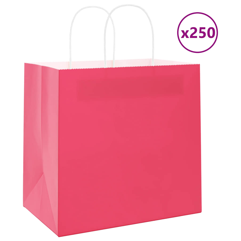 Vidaxl papieren zakken 250 st met hengsels 54x15x49 cm roze