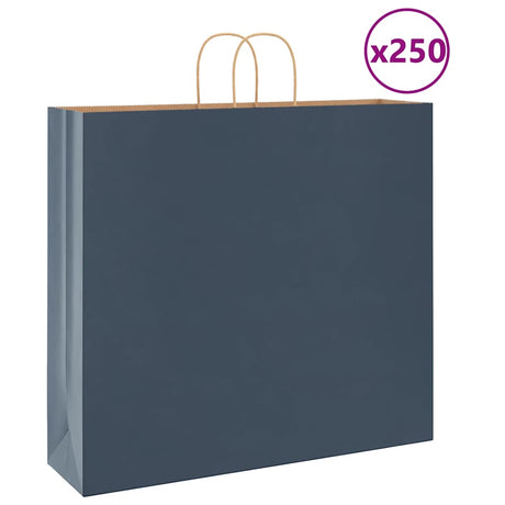Vidaxl papieren zakken 250 st met hengsels 54x15x49 cm blauw