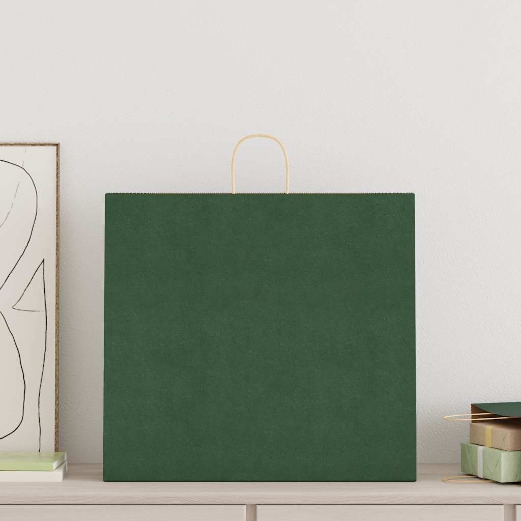 Vidaxl papieren zakken 250 st met hengsels 54x15x49 cm groen