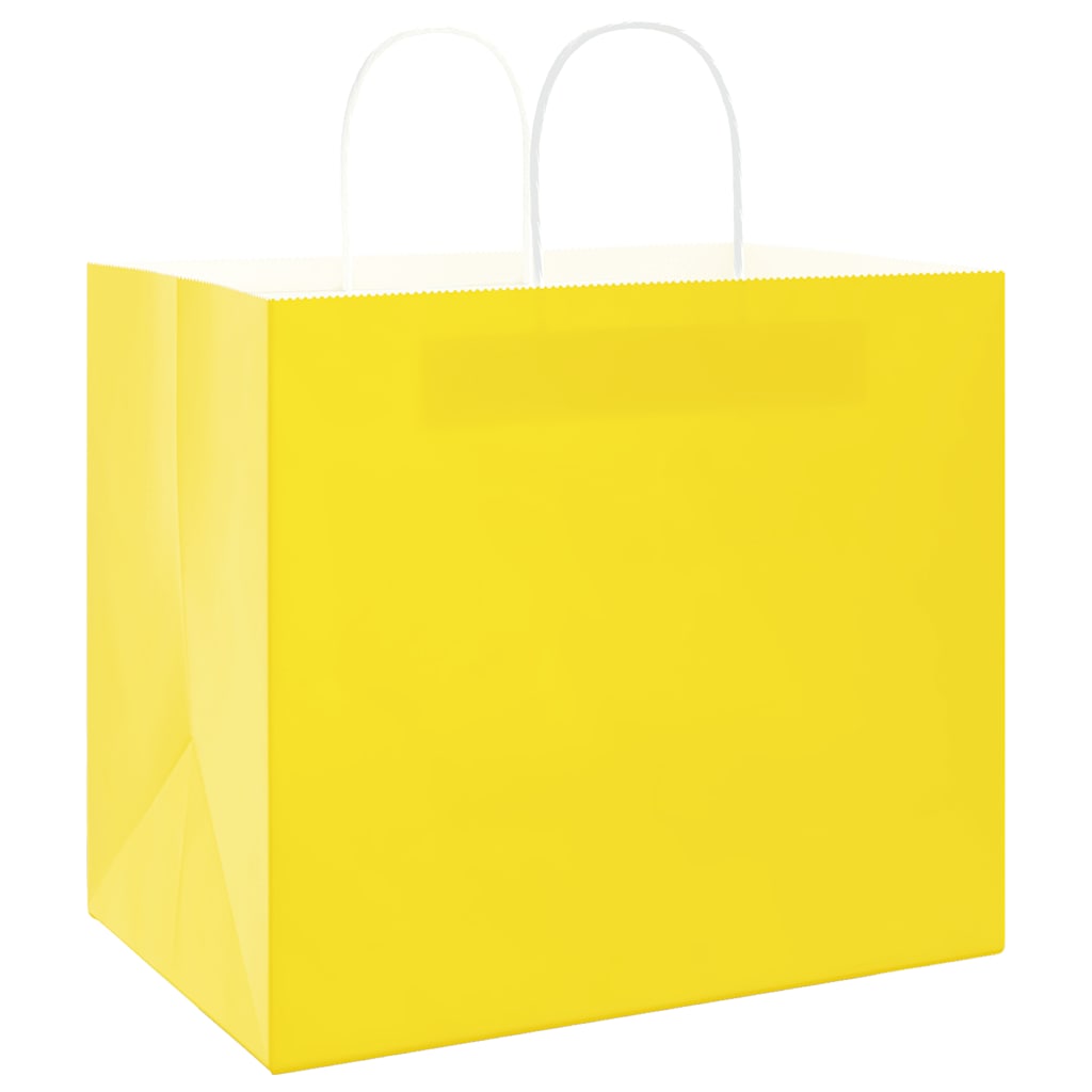 Vidaxl papieren zakken 50 st met hengsels 32x22x28 cm geel